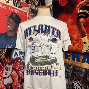 Vintage 2000 Atlanta Braves MLB Baseball Tee L All Sport Greg‎ Maddux Sz Large